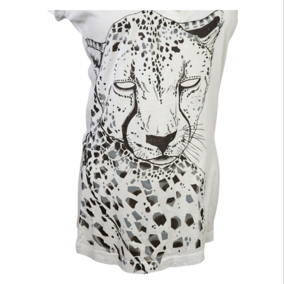Key Closet White Leopard Rare Premium Graphic Cotton Tee M Animal Print Shirt - Picture 2 of 8